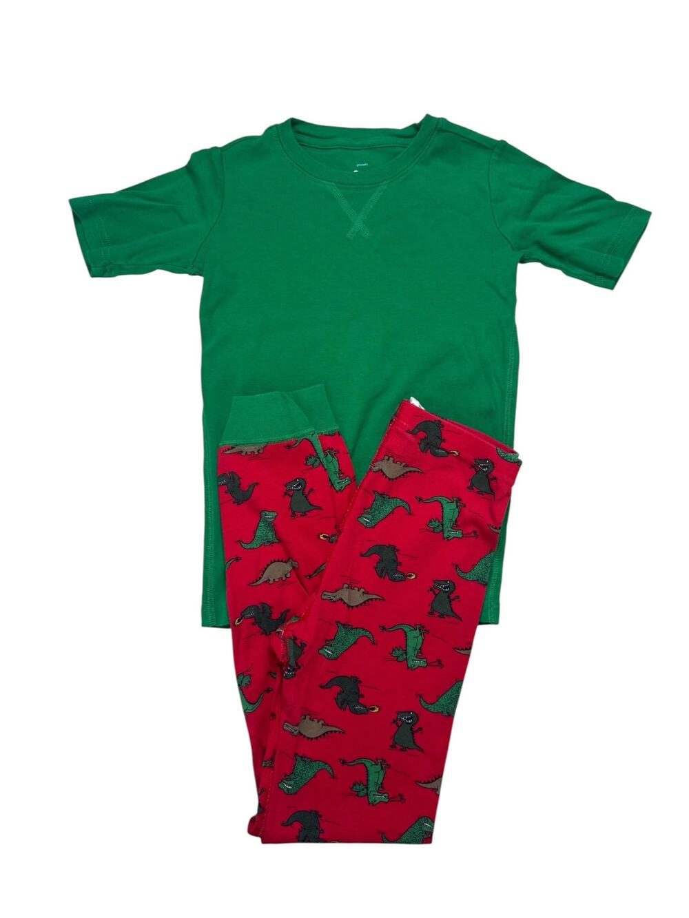 HANNA ANDERSSON + PRIMARY Fire Breathing Dragon Pajama Set Sz 10 140 Kids Green